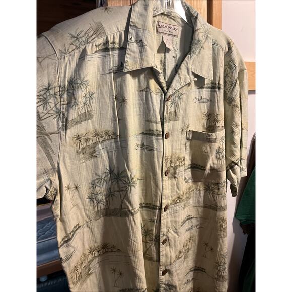 Boca Classics Men's XL Green Floral Short Sleeve Button Down Silk Hawaiian Shirt - Picture 7 of 16